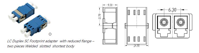 lc dx sc footprint slotted reduced flange adapter