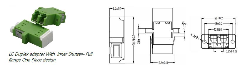 lc dx adapter with inner shutter - full flange